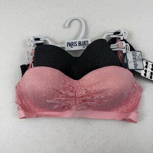Paris Blues 2 Wire Free Convertible Bras Pink & Gray Sz Large